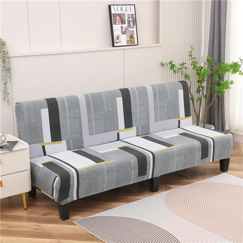 Stretch Futon Slipcover Armless Sofa Cover Furniture Protector Without Armrests Slipcover Soft with Elastic Bottom for Kids