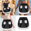 Maid Apron Costume Adjustable Ruffled Maid Apron for Halloween Cosplay Women Kitchen Apron Cooking Apron with 2 Pocket