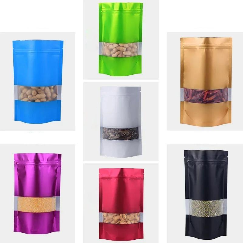 100 st Färgade Självbärande Självtätande Påsar Aluminiumfolie Förseglad Kex Blomma Te Förseglad Ficka Godis Ansiktsmask Gåva Fönsterpåsar