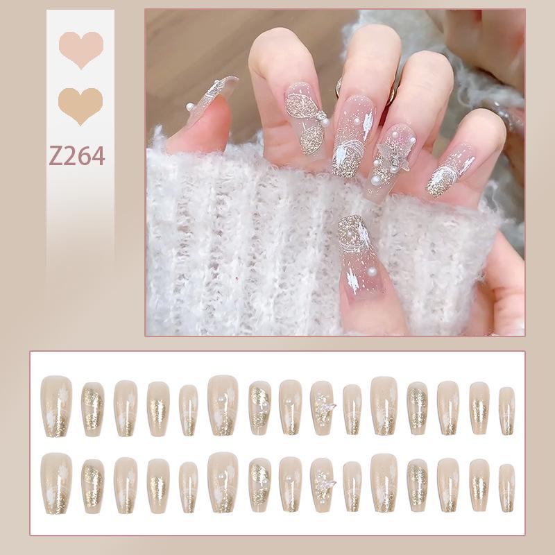 Luxurious Transparent Blush Bubble Rose Press-On Nail Set with Wearable Stickers
