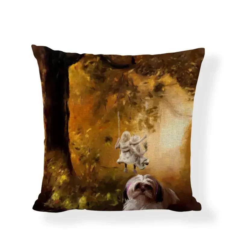 Cartoon Cute Dog Oil Double-Sided Printed Pillow Cover Short Plush Suitable Living Rooms Bedrooms Sofas Throw Cushion Cover