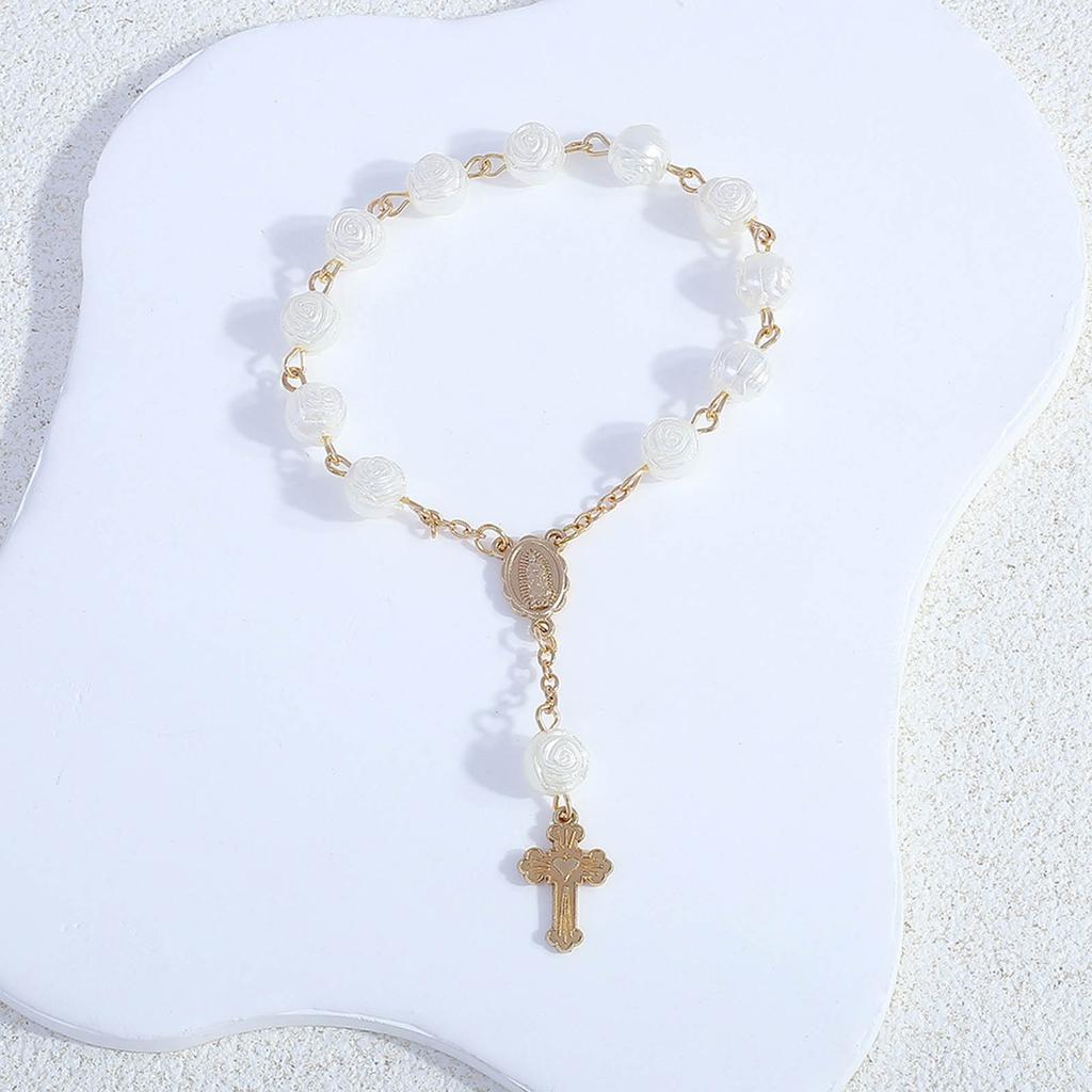 Unique Baby Baptism Bracelet Religious Style Prayer Bracelet Rosary Bracelet Adjustable Rose Baby Baptism Bracelets
