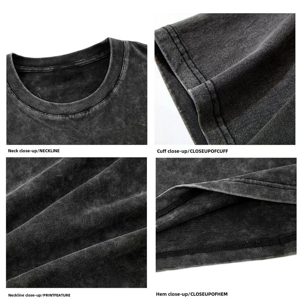 Gewaschenes Distressed Einfarbiges Kurzarm-T-Shirt aus Reiner Baumwolle - Damen Sommer Basic, Europäischer & Amerikanischer Streetstyle.