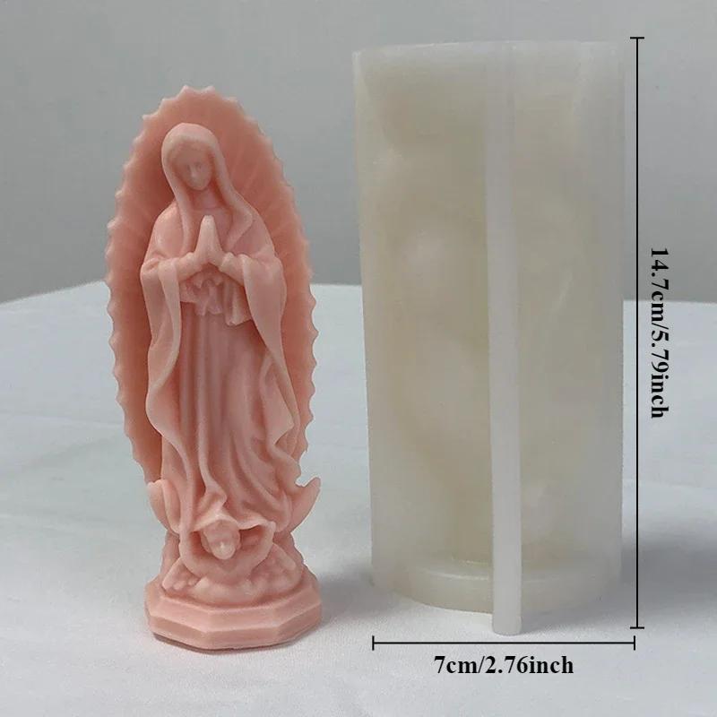 14.6cm Virgin Mary Silicone Mold 3D Virgin Statue Plaster Resin Candle Making Tool Diy Soap Clay Mould Home Decoration Gift