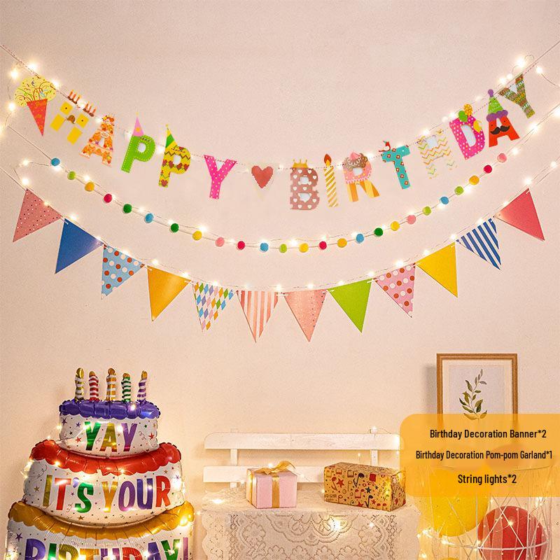First Birthday Pom-Pom Bunting & Photo Banner for Boys and Girls
