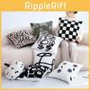Zebra Checkered Flower Line Tiger Pattern Plush Cushion For Bedroom And Lounge