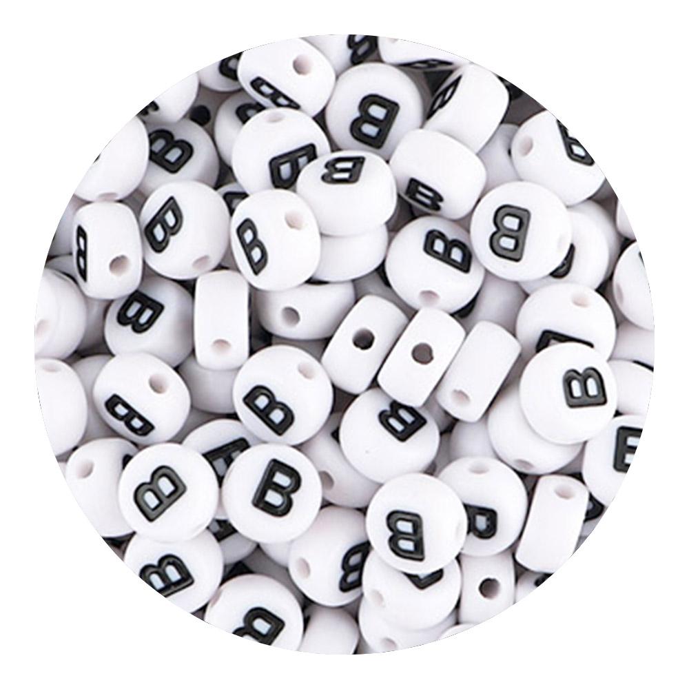 50/100/200pcs/Lot 7x4mm White A-Z Round Alphabet Acrylic Letters Beads Loose Spacer For Jewelry Making DIY Bracelet Accessories