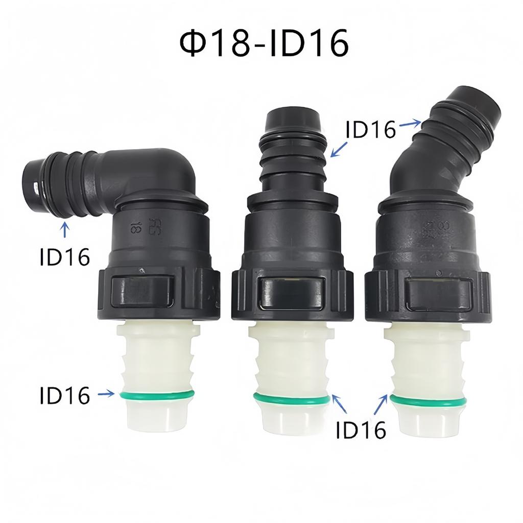 18mm ID16 Automotive Fuel Line Hose Bend Double-Sided Male Female Matching Combination Large Size Plastic Quick Connector