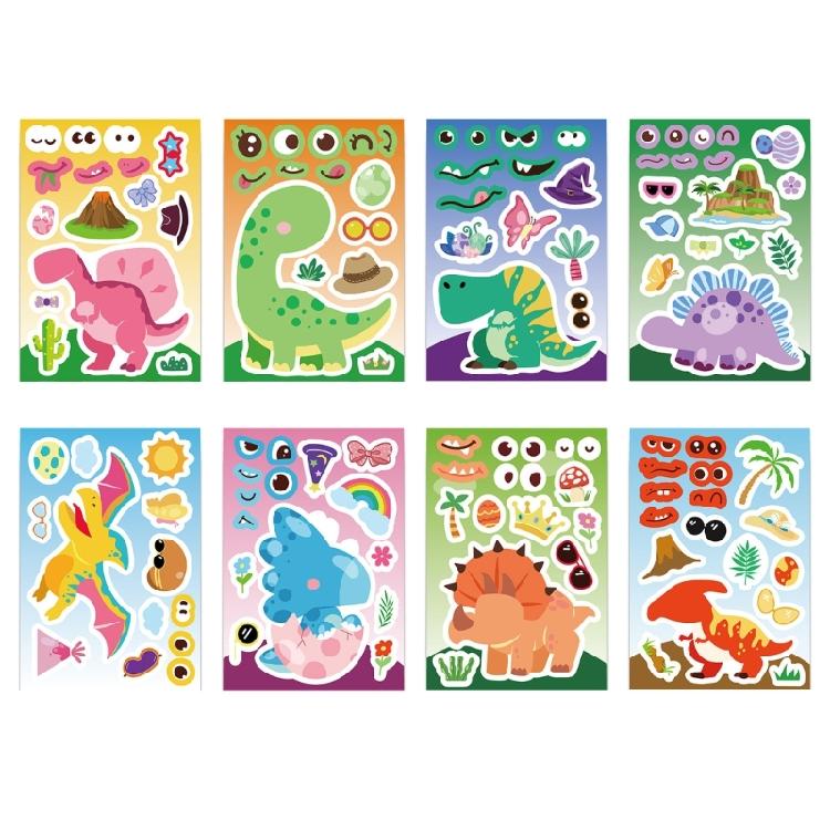 

Многоразовый набор наклеек с динозаврами, 8 дизайнов, для поделок, развивающей игры и дневников 1