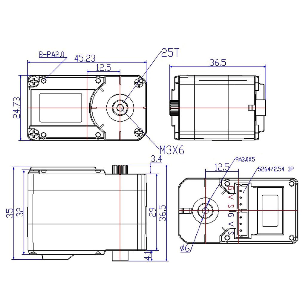 DIYmall STS3215 12V 30KG Magnetic Encoder Servo Metal Gear Dual Axis TTL Serial Bus Servo 360 Degrees + Metal Bracket for Robot Arm Smart Robot