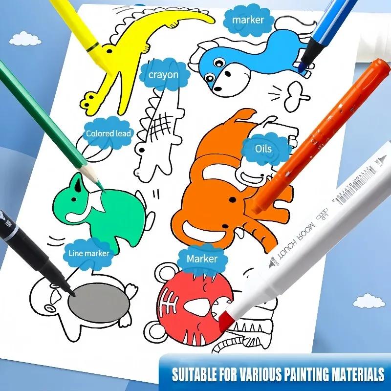 Kids Coloring Paper Roll Sticky Diy Wall Floor Painting Color Filling Graffiti Educational Art Toys For Kids Birthday Gifts
