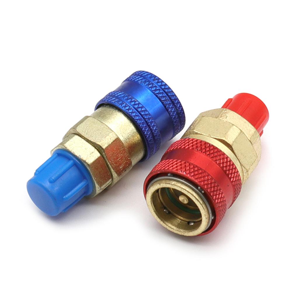 Durable R134A Straight Quick Coupler Precisions Valves Core R134A Adapter Red Blue Connectors Good Sealing Performances