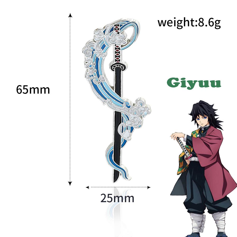 Anime Demon Slayer Kimetsu No Yaiba Sword Brooch Pins Tomioka Giyuu Kochou Shinobu Weapon Brooch Cosplay Jewelry Accessories