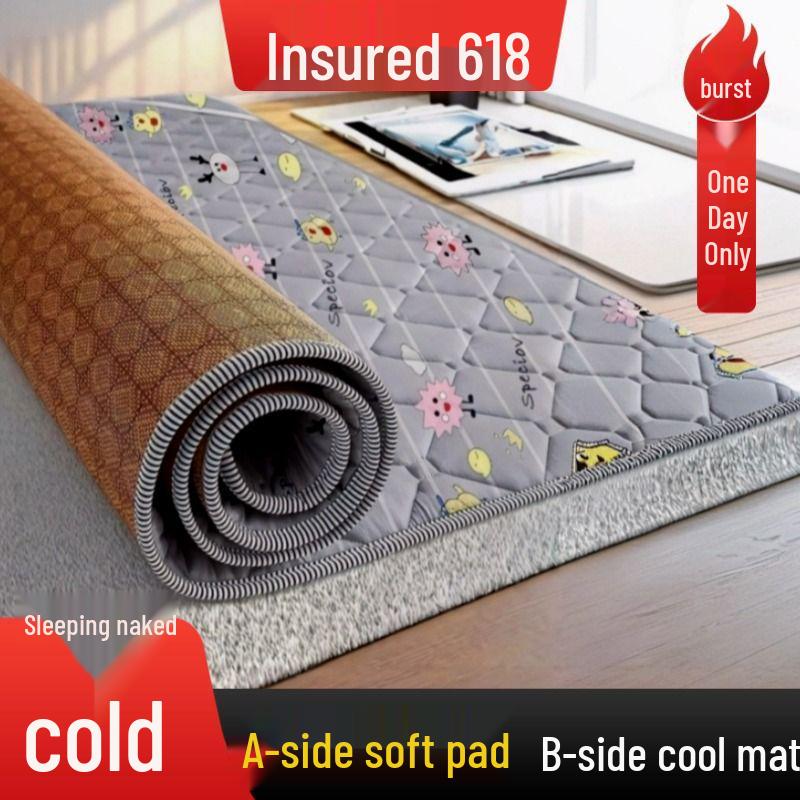 Dual-Sided Foldable Rattan Mattress Pad for All Seasons