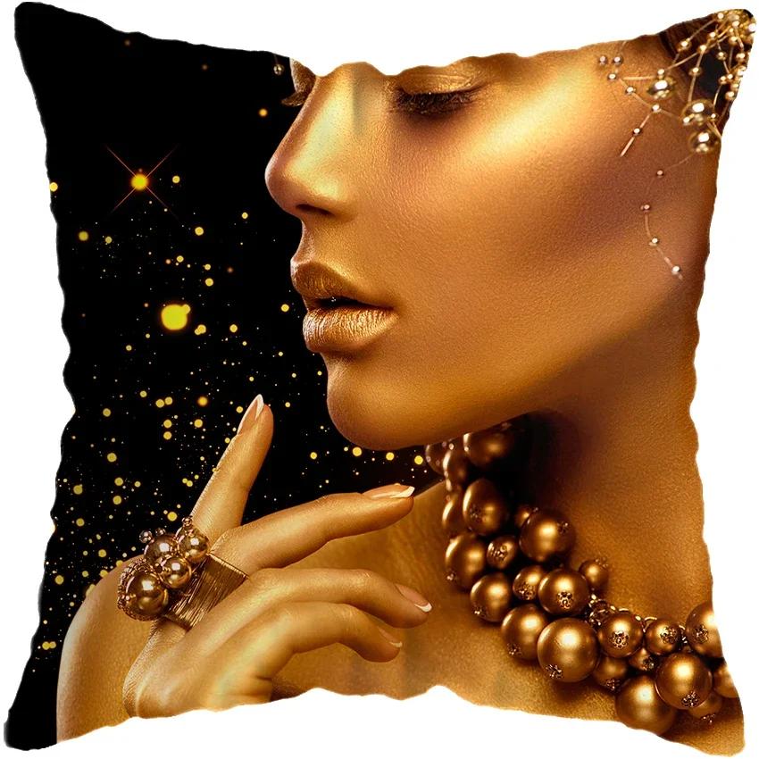 Home Decor Fashion Afro Black Women Girls Sofa Pillowcases Bedroom Living Room Cushion Covers