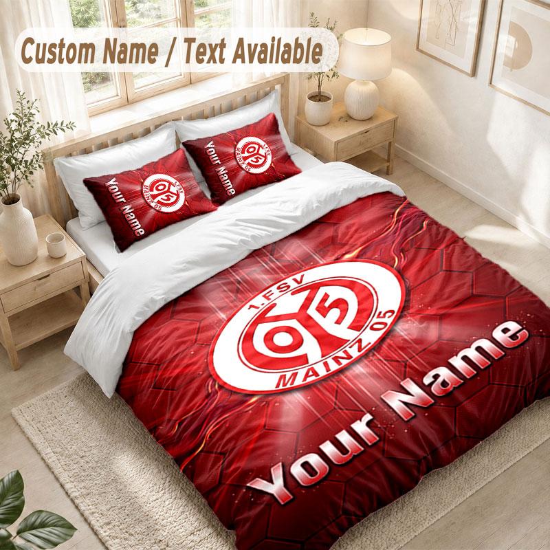 Custom Name Bedding Set 3 PiecesMainz 05 Print Duvet Cover + 2 Pillowcases Soft Bed Decor