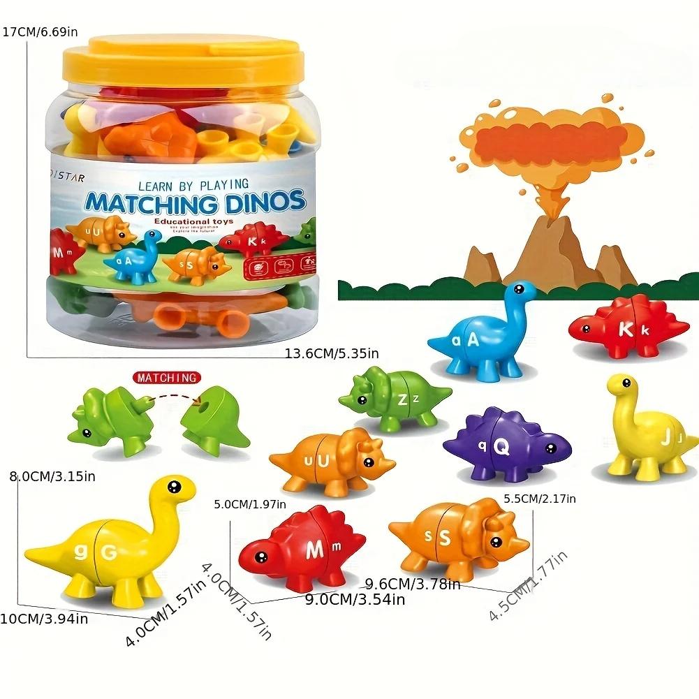 Dinosaur Alphabet Matching Game  Double Sided Toddler ABC Toys Upper and Lower Case Letters Early Education Preschool Toy Set