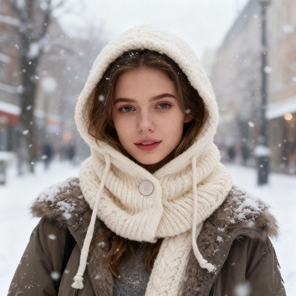 New Windproof Knitted Hat Thermal Insulation Neck Protection Knitted Balaclava Hat Beanie Cap Winter