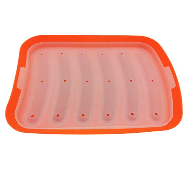 In-Stock Silicone Sausage Mold: DIY Six-Cavity Hot Dog Maker with Lid - Ideal for Baking.
