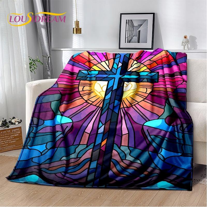 New 3D Pray Holy Bible Cross Jesus Soft Blankets,Keep Warm Throw Blanket Comfortable Blanket for Picnic Beds Sofa Home Bedroom