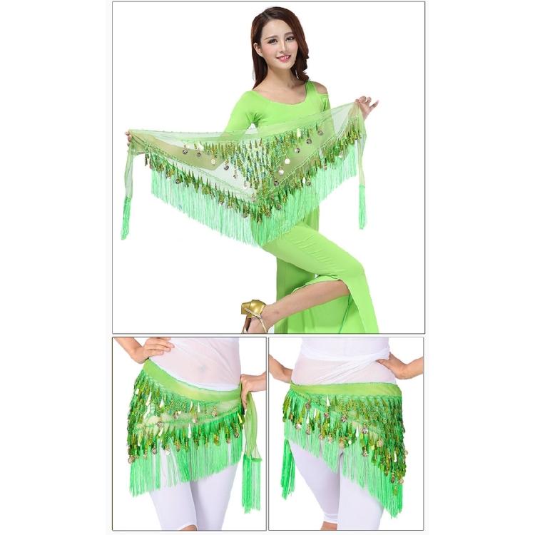 Flashy Belly Dancing Hip Wrap with Fringes Sparkly Waist Chain Hip Scarf