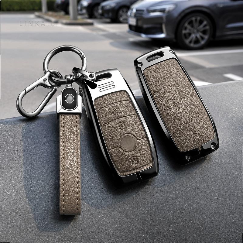 Suitable for Mercedes-Benz C E S-Class GLK GLA ML 2008-2017 3-button Car Smart Remote Key Fob Metal Key Bag Protective Cover