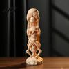 Halloween Tabletop Centerpiece Triple Stacked Skulls Figurine, Spooky See Hear Speak No Evil Skeleton Head Gothic Desktop Decoration Statue,
