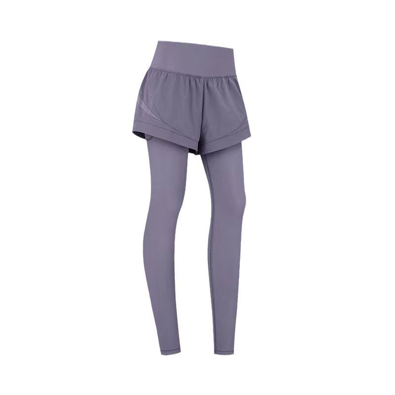 Damen High-Waist Schnelltrocknende Yoga Fitnesshose, Herbst-Winter, Fake Two-Piece Design