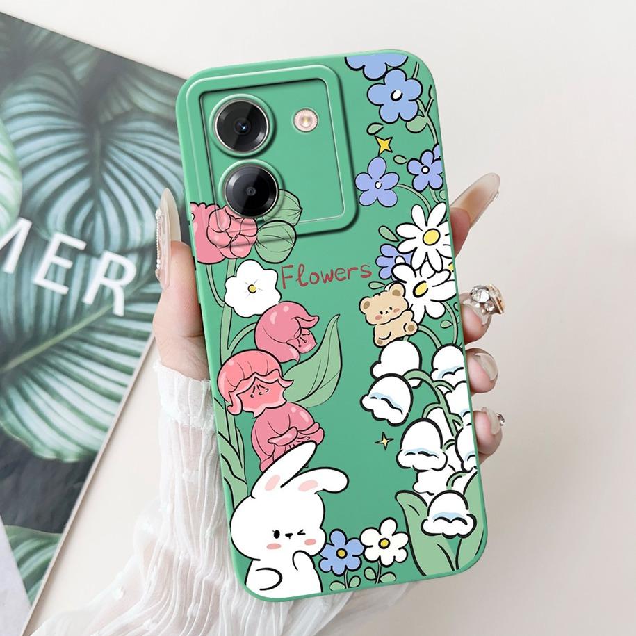 For Xiaomi Poco M7 Pro 5G Case Popular Flower Rabbit Duck Soft Liquid Silicone Cover For Xiaomi Poco M7Pro Capa 2409FPCC4G Coque