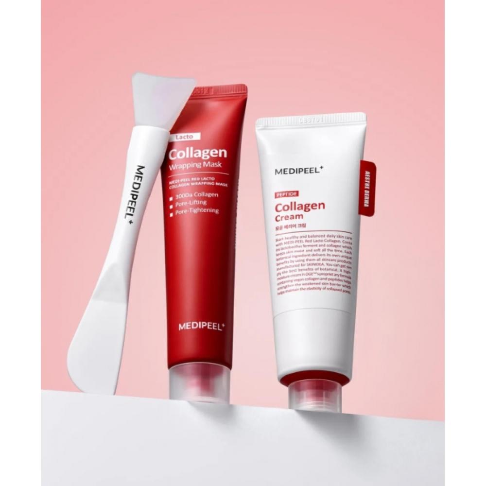 

Medipeel Red Lacto Collagen Wrapping Mask Pore Barrier Cream Set With Pack Brush NONE