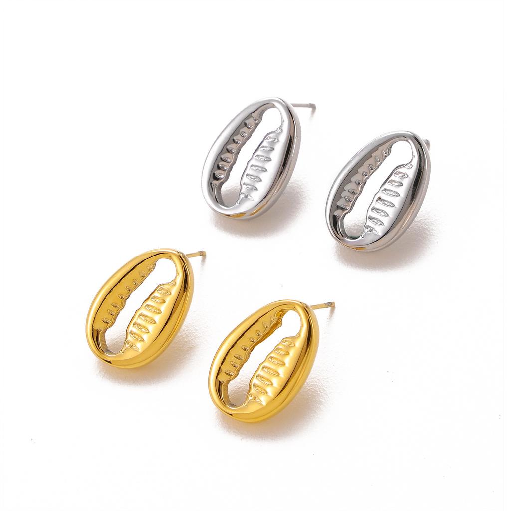 CARLIDANA Fashion Ocean Summer Beach Shell Shaped Earrings Stud Earrings Stainless Steel Earrings Waterproof Jewelry for Women
