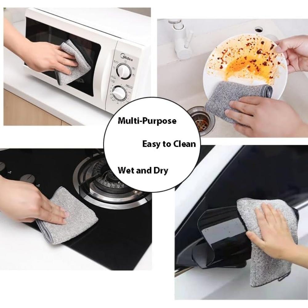 5/10pcs Kitchen Towel, Ultra-fine Fiber Light Gray Cleaning Cloth Set, Absorbent, Soft And Stain-removing Cloth