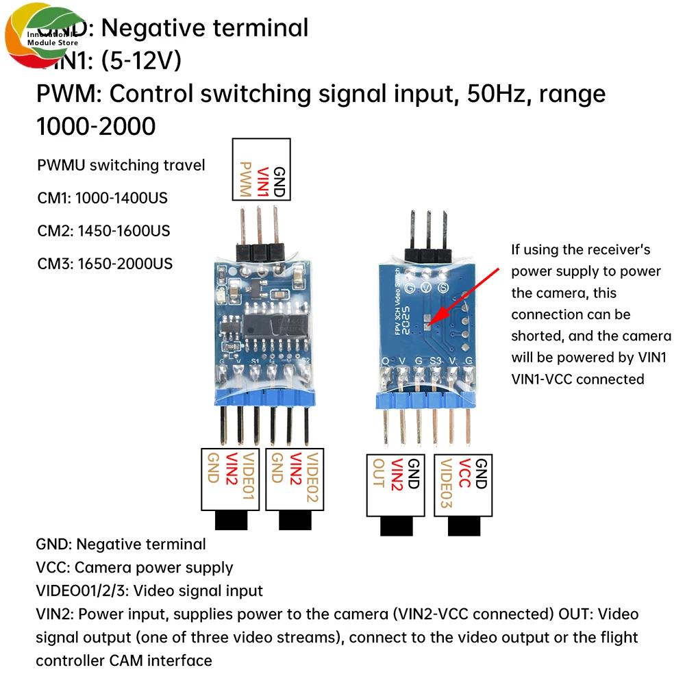 DC 5-12V 2-channel/3-channel Video Switcher Video Switch Module for FPV Crossover Camera PWM Control Signal