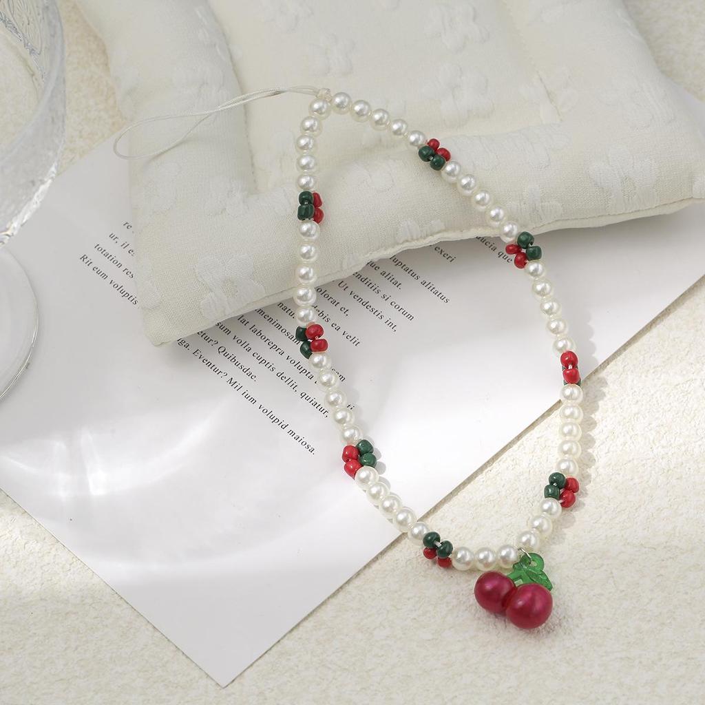 Elegante Cordino per Telefono con Perle di Ciliegio per Donna - Catena Perline Carina Anti-Perdita con Tocco di Lusso