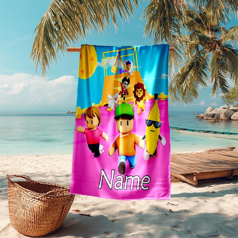Personalized Customized Proof Beach Towel with Stumble Guys Pattern - Soft, Absorbent,quick-drying,perfect Swimming,camping&bathing
