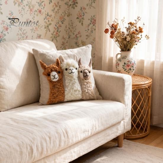 Funda de Cojín Decorativa para Ventanas Salientes, Funda de Cojín con Estampado de Alpaca, Funda para Cojín de Sofá con Cremallera Oculta, Fundas Lindas de Alpacas para Sofá, Sala de Estar,