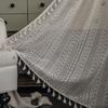 Cotton Crochet Lace Window Curtain Panel With Tassels Rod Pocket Semi Sheer Hollow Curtains For Bedroom Living Room