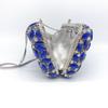 WHTUOHENG Blaue Strasssteine Silbernes Metall Abend-Clutch-Tasche Für Damen Kristall Hochzeit Braut Handtasche Diamant Party Abschlussball Clutches