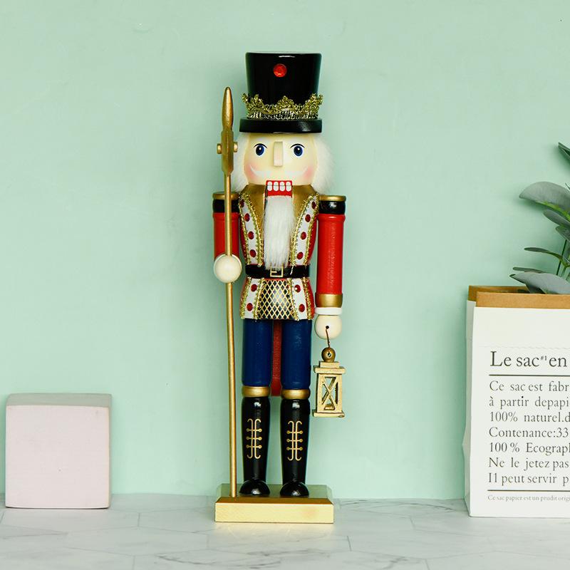35cm Nutcracker Christmas Decor Wooden Christmas Decorations Nutcracker Figures Christmas Festive Collectible for Home