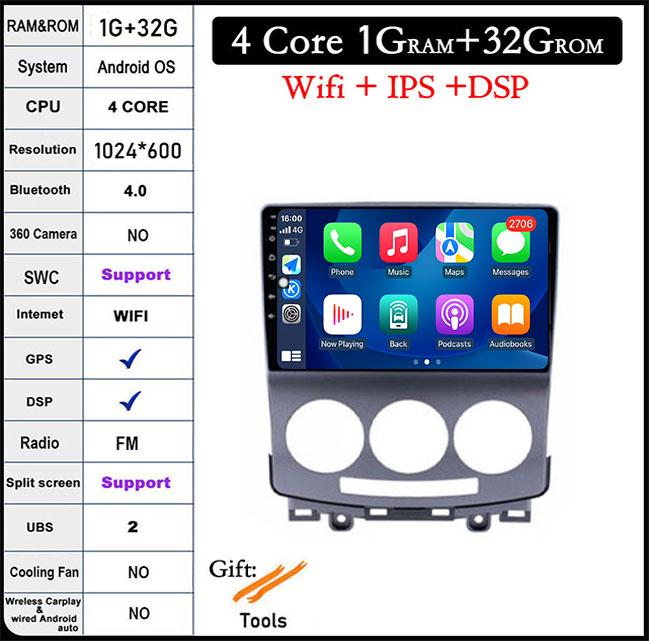 

9 For Mazda 5 2005 - 2010 DSP Android 14 Auto Radio Car CarPlay Multimedia Video GPS Navigation 4G LTE +WIFI
