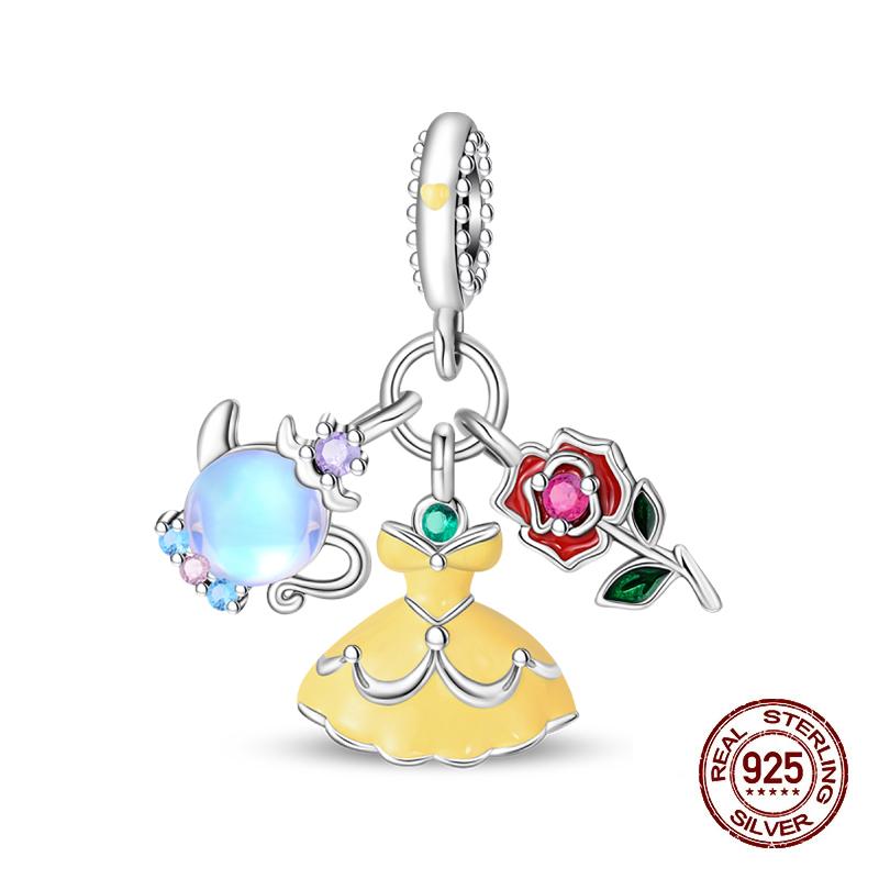 Sweet Copper Tea Party Pink Princess Series Charms Beads Fit 3Mm Original Bracelets Diy Jewelry Birthday Gifts