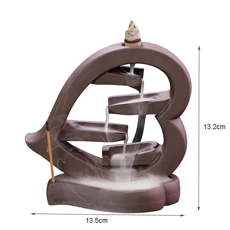 

1pc Heart Type Purple Clay Backflow Incense Burner Ceramic Incense Stick Holder Home Decor Censer Zen Meditation Relaxation