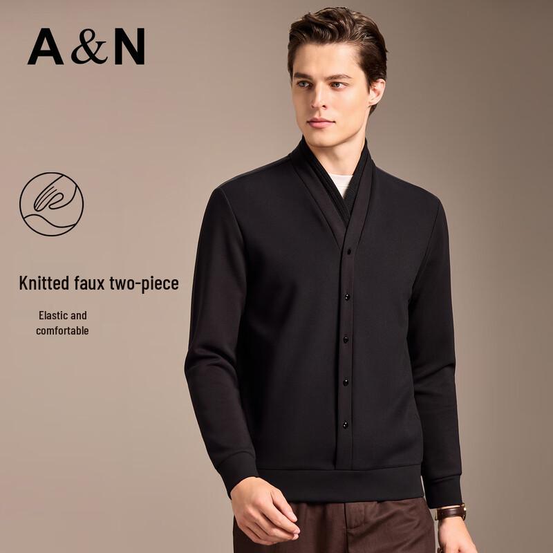 Antonio Men's Faux Two-Piece Double Collar Knit Jacket