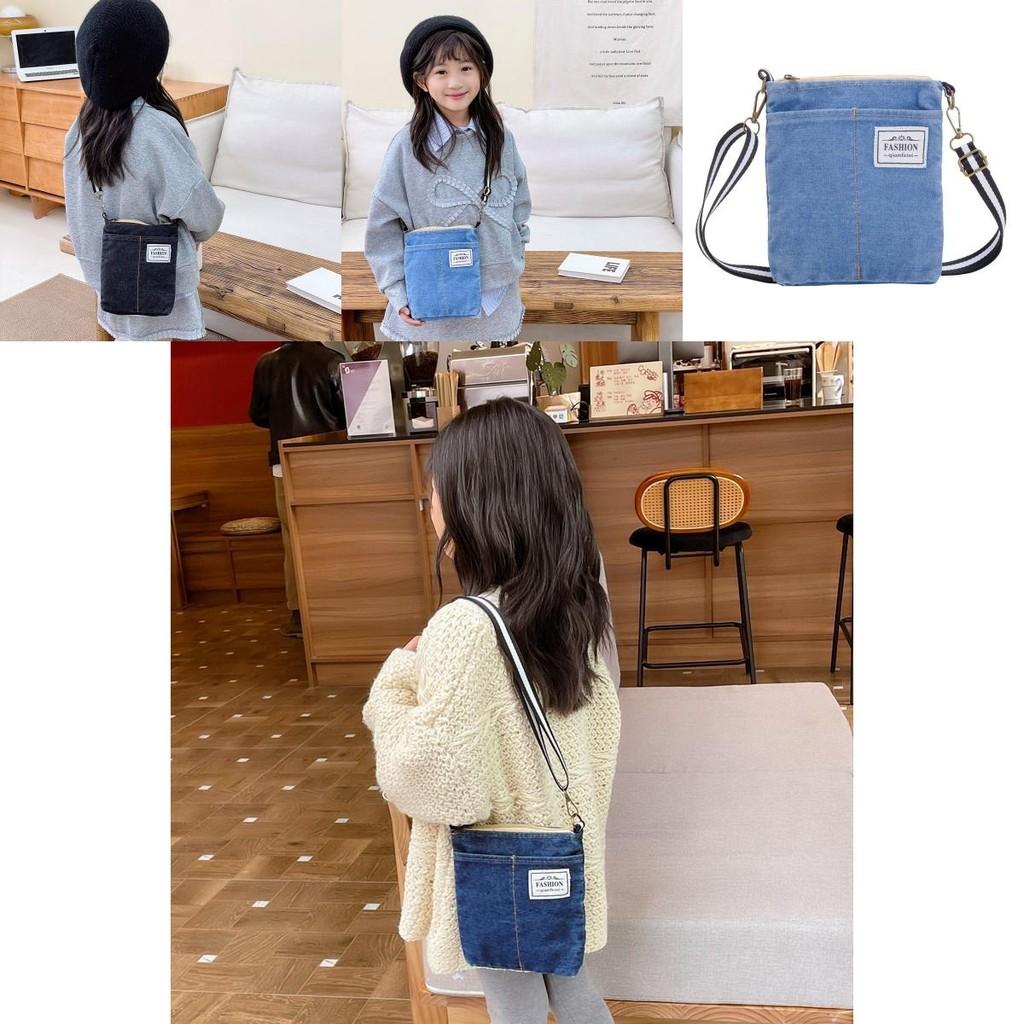 Fashionable Denim Baby Backpack Stylish Letter Design Unisex Shoulder Bag For Kids