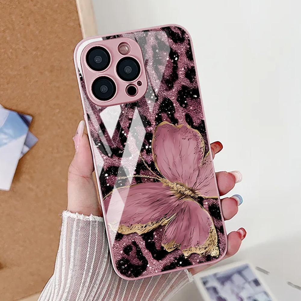 Butterfly Phone Case For iPhone 13 11 16 14 15 12 17 Pro Max 17 Air 16E XR 7 8 Plus SE 2020 2022 Shockproof Tempered Glass Cover