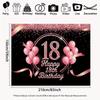 2D Black Pink Balloon 18th Birthday Backdrop, Glitter Confetti Decor Banner