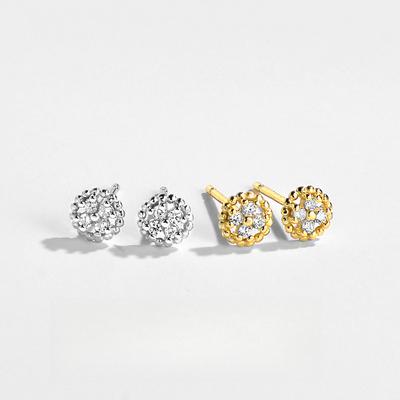Doudou's Side Is Fresh and Inlaid with Cross Flower Disc Mini Earrings