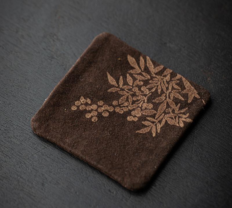 Vintage Watered Gauze Square Coasters Tie-dye Burn Flowers Non-slip Heat Insulation Placemats for Coffee Cups Teacup Holder Mats