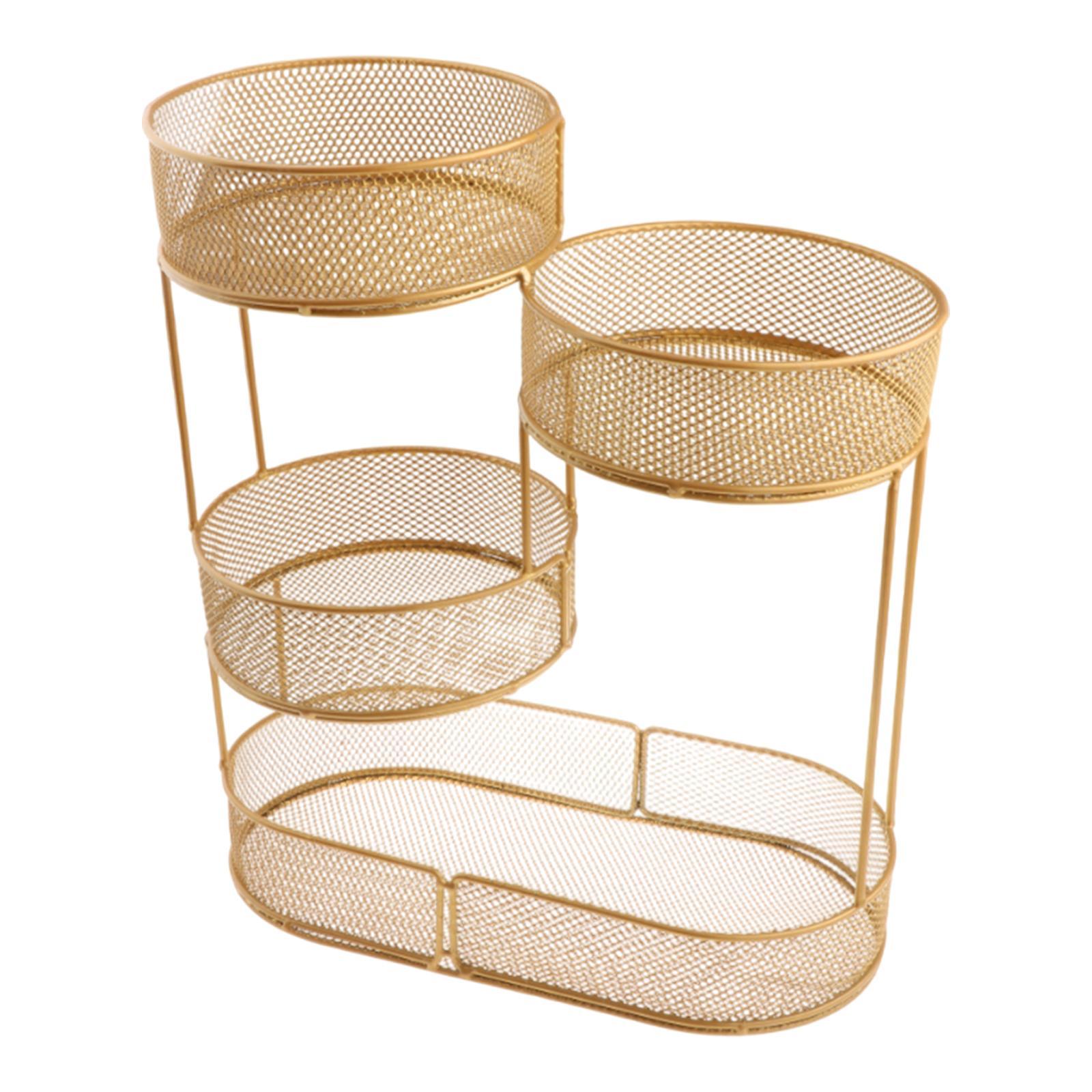 

Fruit Basket Serving Tray Large Capacity Kitchen Organizer Multipurpose Bread Basket for Potato Fruit Onion Vegetable Bread золотий