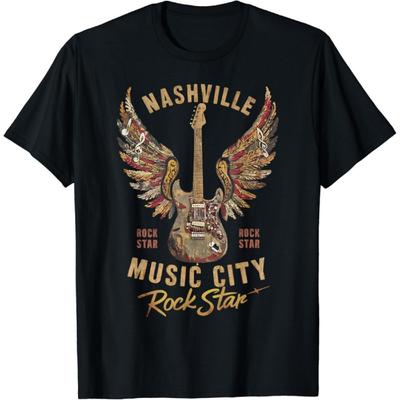 Fajna koszulka Rockowa Gwiazda Koncertowa Skrzydła Gitary Muzyka Nashville